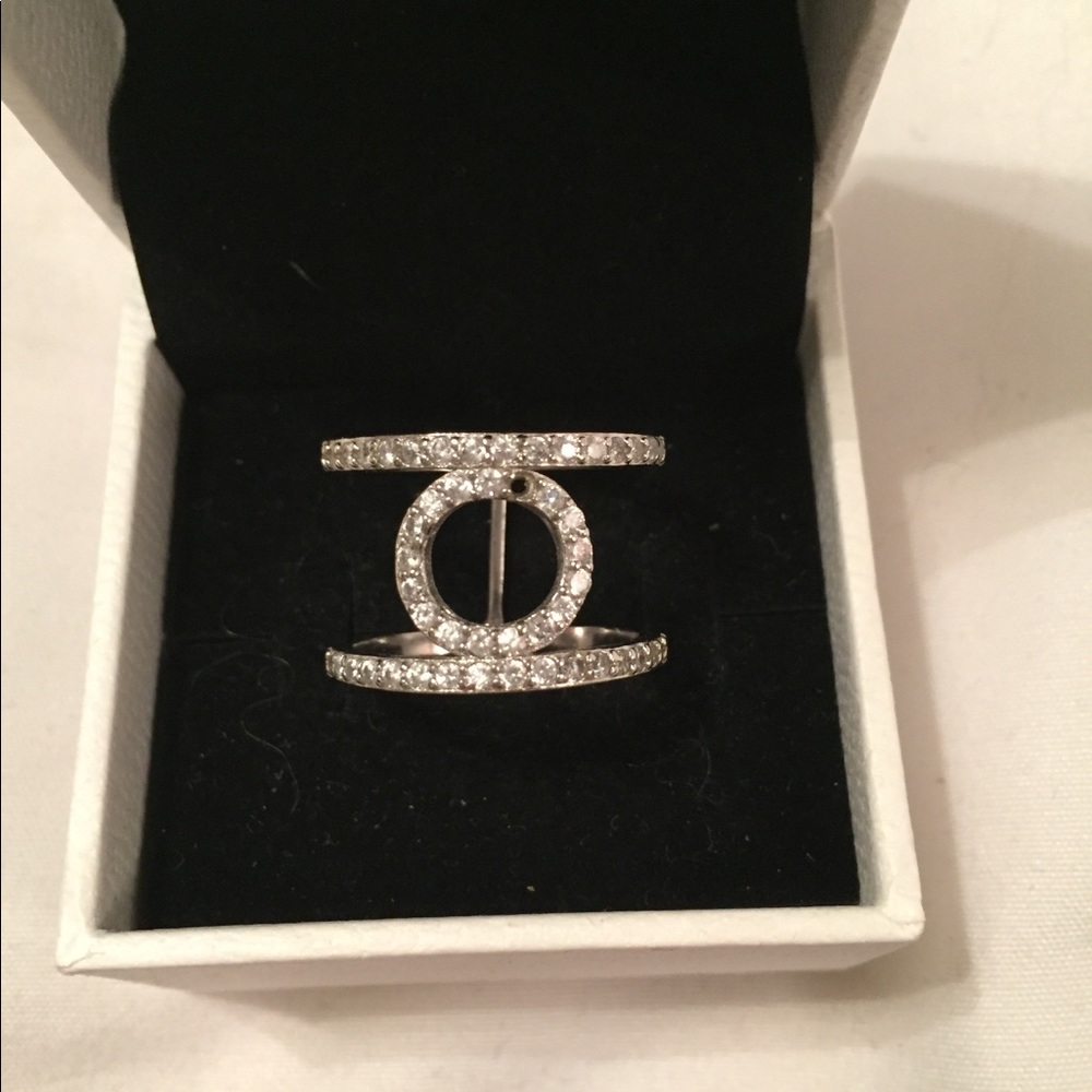 Silver Pave Stone Ring